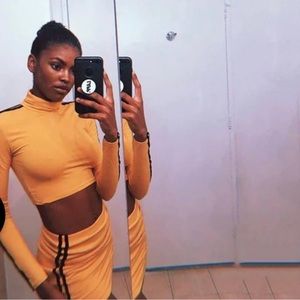 O-MIGHTY yellow& black Tarantino KILL BILL skirt set.